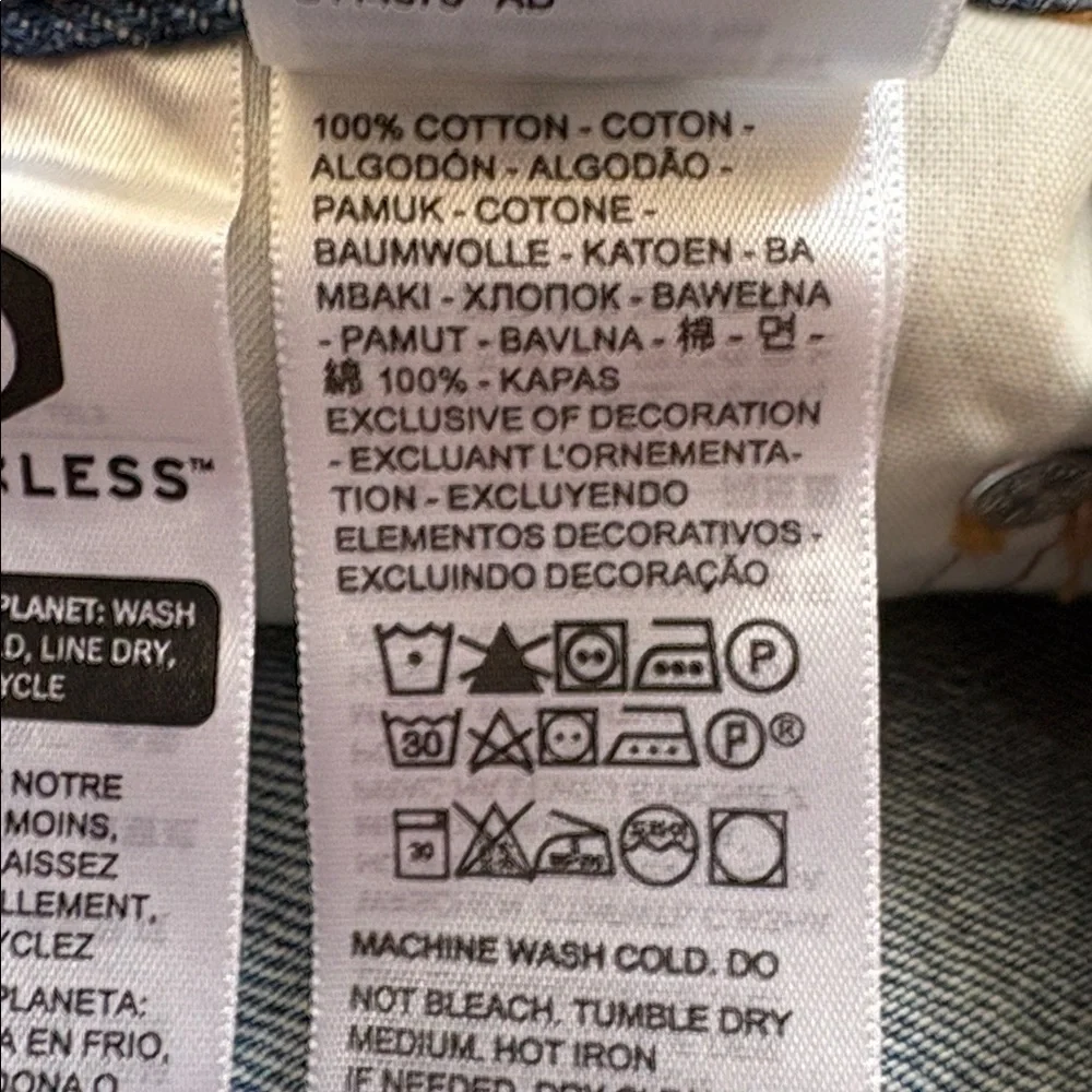 Levi’s Denim Icon Mini High Waisted Jean Skirt w Distressed Seam Details - Picture 5 of 5